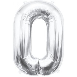 Godan Folienballon -Zahl 0- Silber Folie 85cm-1St