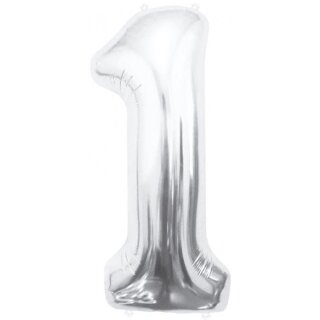 Godan Folienballon -Zahl 1- Silber Folie 85cm-1St