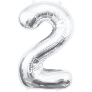 Godan Folienballon -Zahl 2- Silber Folie 85cm-1St