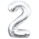 Godan Folienballon -Zahl 2- Silber Folie 85cm-1St