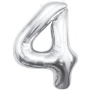 Godan Folienballon -Zahl 4- Silber Folie 85cm-1St