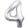 Godan Folienballon -Zahl 4- Silber Folie 85cm-1St