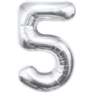 Godan Folienballon -Zahl 5- Silber Folie 85cm-1St