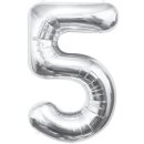 Godan Folienballon -Zahl 5- Silber Folie 85cm-1St