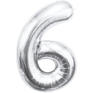 Godan Folienballon -Zahl 6- Silber Folie 85cm-1St