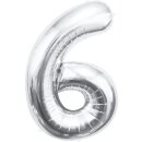 Godan Folienballon -Zahl 6- Silber Folie 85cm-1St
