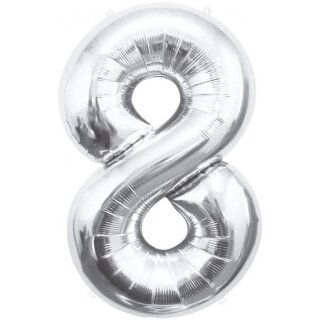 Godan Folienballon -Zahl 8- Silber Folie 85cm-1St