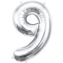 Godan Folienballon -Zahl 9- Silber Folie 85cm-1St