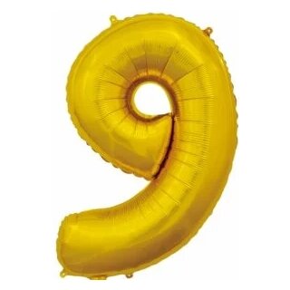 Anagram Folienballon -Zahl 9- Gold Folie 66cm-1St