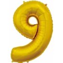 Anagram Folienballon -Zahl 9- Gold Folie 66cm-1St