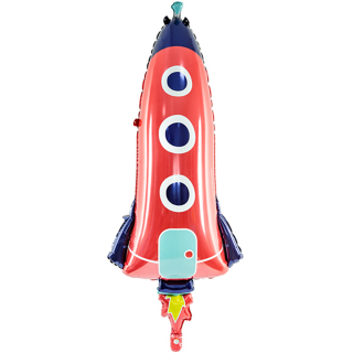 Partydeco Folienballon Rakete Rot 120cm-1St