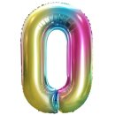 Godan Folienballon -Zahl 0- Regenbogen Folie 85cm-1St