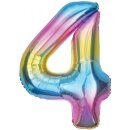 Godan Folienballon -Zahl 4- Regenbogen Folie 85cm-1St