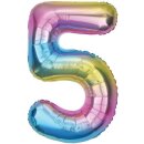 Godan Folienballon -Zahl 5- Regenbogen Folie 85cm-1St