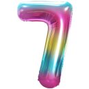 Godan Folienballon -Zahl 7- Regenbogen Folie 85cm-1St