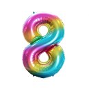 Godan Folienballon -Zahl 8- Regenbogen Folie 85cm-1St