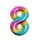 Godan Folienballon -Zahl 8- Regenbogen Folie 85cm-1St