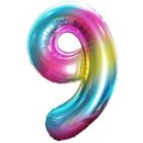 Godan Folienballon -Zahl 9- Regenbogen Folie 85cm-1St