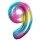 Godan Folienballon -Zahl 9- Regenbogen Folie 85cm-1St