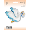 Flexmetal Folienballon Storch mit Baby Blau 96cm-1St