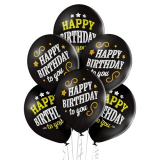 Belbal Premium Luftballon Happy Birthday to you Schwarz  ø30cm-6St