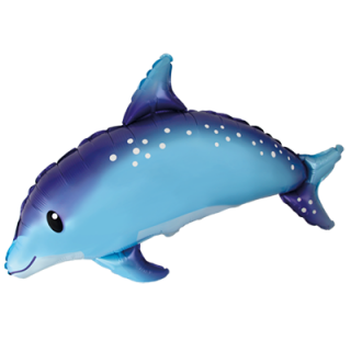 Flexmetal Folienballon Delfin Blau Punkte 96cm-1St