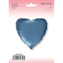 Flexmetal Folienballon Herz Blau-Stahl Satin  ø45cm-1St