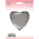 Flexmetal Folienballon Herz Grau-Stahlgrau Satin  ø45cm-1St
