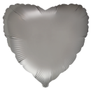 Luftballon Grau-Stahlgrau Satin Folie-Herz ø45cm...