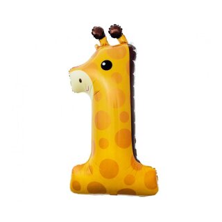 Godan Folienballon -Zahl 1- Giraffe 80cm-1St