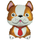 Luftballon Hund-Bulldogge Braun Folie-Figur 70cm Flexmetal
