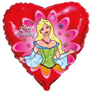 Flexmetal Folienballon Happy Birthday Prinzessin  ø45cm unverpackt-1St