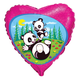Flexmetal Folienballon Panda mit Baby  ø45cm unverpackt-1St