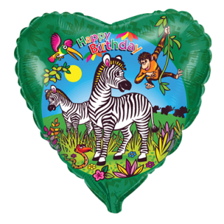Flexmetal Folienballon Happy Birthday Zebras  ø45cm unverpackt-1St