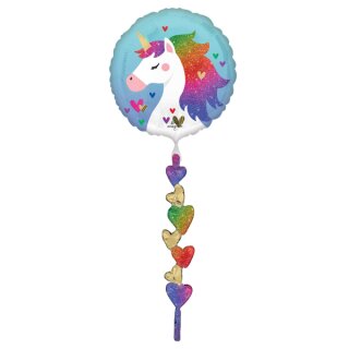 Anagram Folienballon Einhornkopf Air-Walker 170cm ø67cm-1St