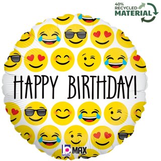 Betallic Folienballon Happy Birthday Emoji  ø46cm-1St
