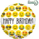 Betallic Folienballon Happy Birthday Emoji  ø46cm-1St