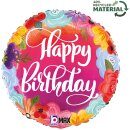 Betallic Folienballon Happy Birthday Blumen  ø46c-1St