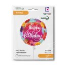 Betallic Folienballon Happy Birthday Blumen  ø46c-1St