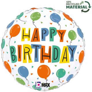 Betallic Folienballon Happy Birthday Ballons ø46cm-1St