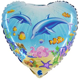 Grabo Folienballon Delfine & Fische  ø46cm unverpackt-1St