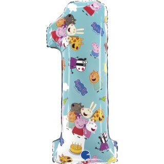 Grabo Folienballon -Zahl 1- Peppa Pig Folie 66cm-1St