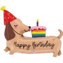 Luftballon Hund-Dackel Happy Birthday Folie-Figur 109cm...