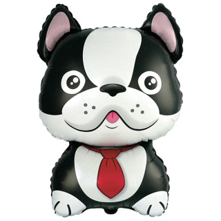 Flexmetal Folienballon Hund-Bulldogge Schwarz 70cm-1St