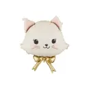 Partydeco Folienballon Katzenkopf Elfenbein 60cm-1St