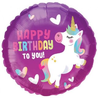 Godan Folienballon Einhorn Happy Birthday To You  ø46cm-1St