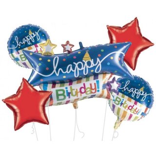 Godan Folien-Ballonstrauß Happy Birthday-5St-1Set