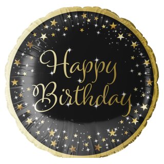 Riethmüller Folienballon Happy Birthday Schwarz-Gold ø45cm-1St