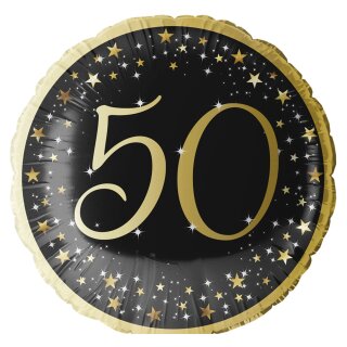 Riethmüller Folienballon -Zahl 50- Schwarz-Gold ø45cm-1St