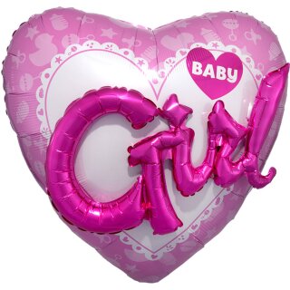 Anagram Folienballon Baby Girl 3D-Effekt ø60cm-1St